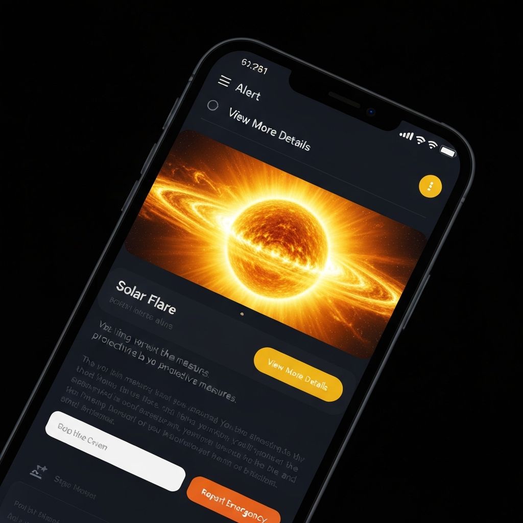 ResonanceOne solar flare alert notification showing M-class flare detection