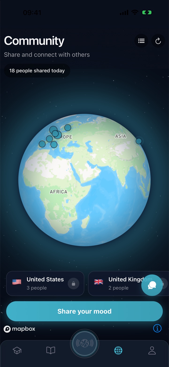Global mood map showing how people feel worldwide