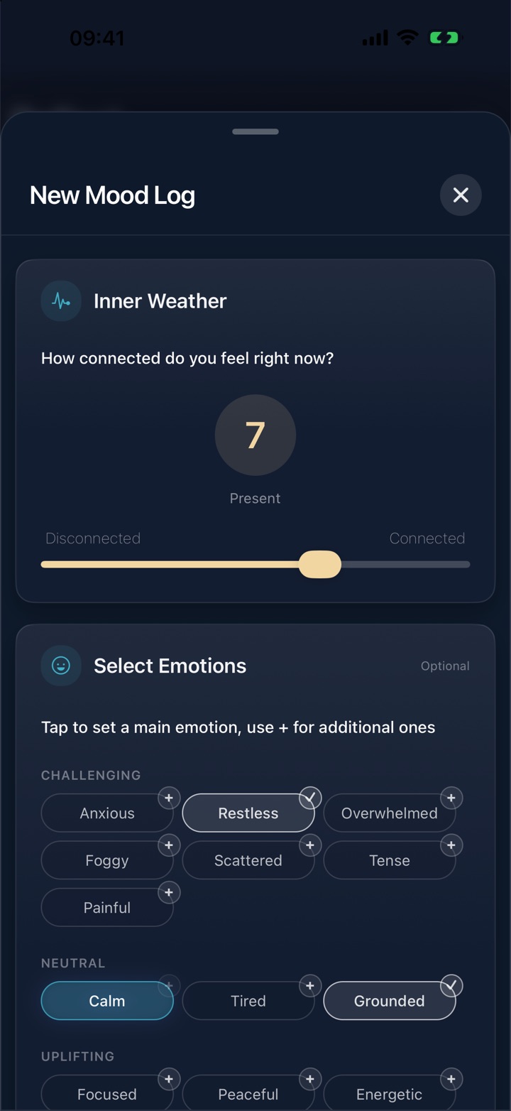 Daily mood check-in screen